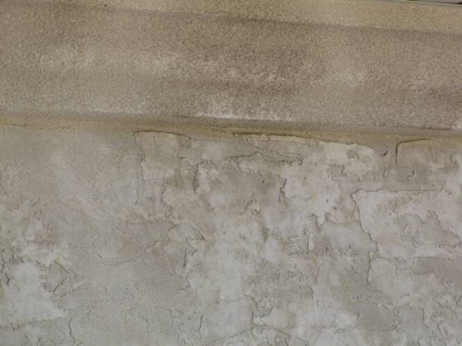 Close-up of a mottled limestone-look ArcusStone finish