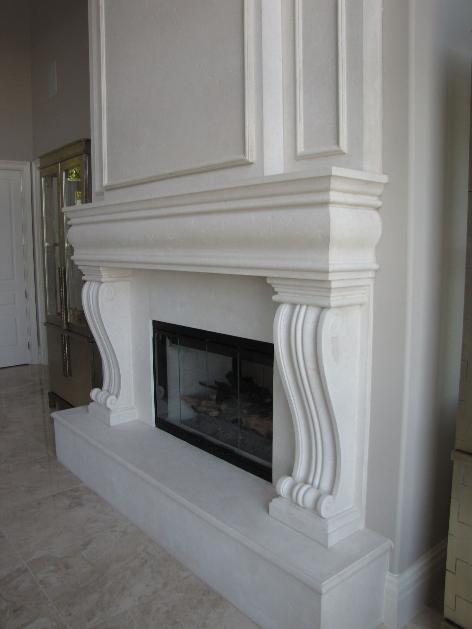 Interior fireplace surround in cast plaster